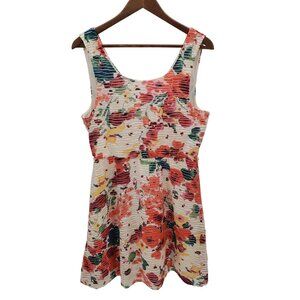 Three Pink Hearts Trixxi White Coral Floral Textured Mini Dress XL Festival